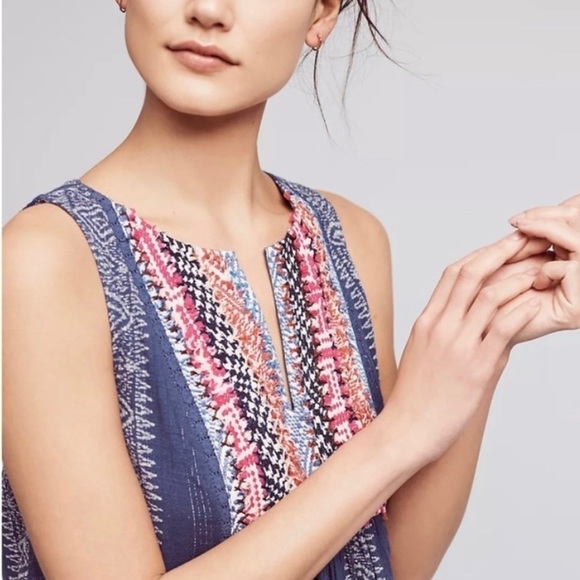 Anthropology Akemi+Kin Embroidery Blue Morten Mini Dress - Picture 2 of 9